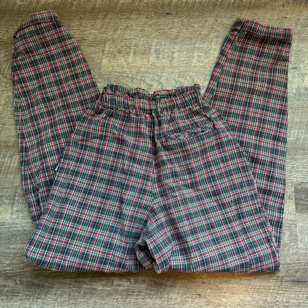 Paris Sport Club Vintage Plaid High Waisted Balloon Pants Red Green Preppy Sz XS - Picture 2 of 9